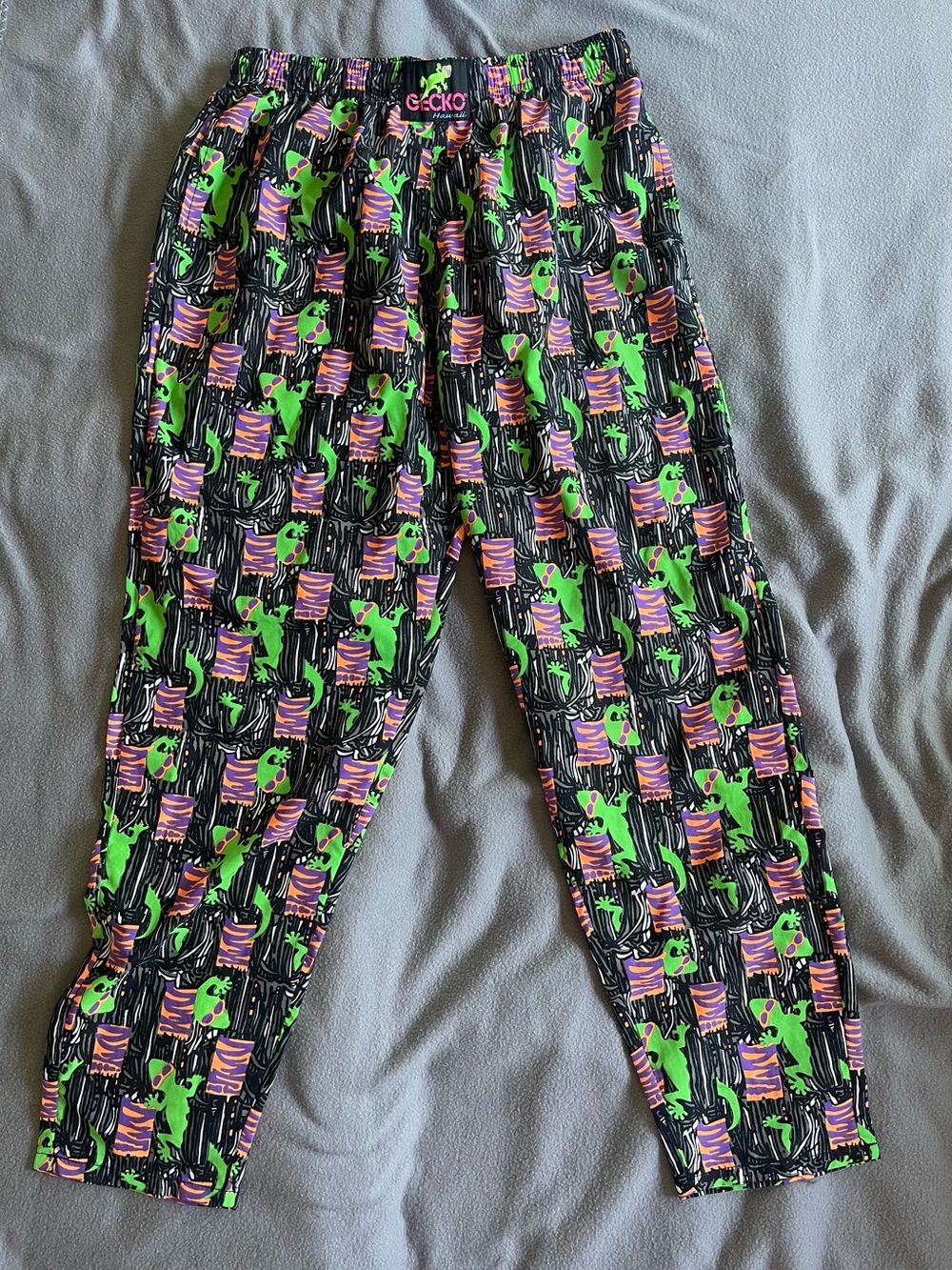 Cotton Jungle Beach Pants - Black/Orange